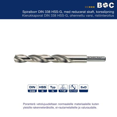 PORANTERÄ 17,0MM - KAVENNETTU 13MM HSS-G BOHRCRAFT