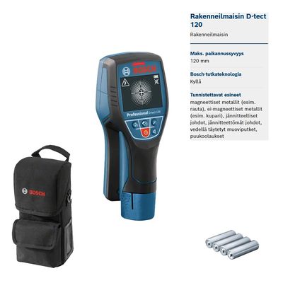 RAKENNEILMAISIN BOSCH D-TECT 120 4xAA RAKENNEILMAISIN BOSCH D-TECT 120 4xAA