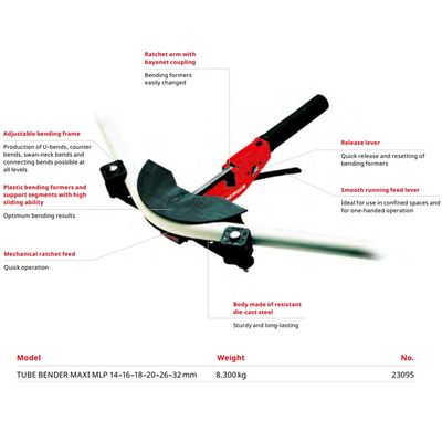 RÄIKKÄTAIVUTINSARJA 14MM-32MM MLP ROTHENBERGER TB MAXI RÄIKKÄTAIVUTINSARJA 14MM-32MM MLP ROTHENBERGER TB MAXI