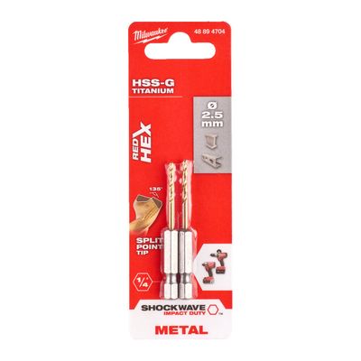 METALLIPORA SW HSS-G TIN 2,5MM 2P MILWAUKEE