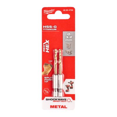 METALLIPORA SW HSS-G TIN 3,2MM 2P MILWAUKEE