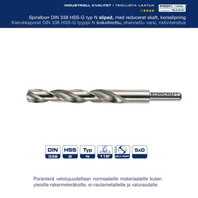 PORANTERÄ 18,6MM - KAVENNETTU 13MM HSS-G BOHRCRAFT PROFI-BASIC