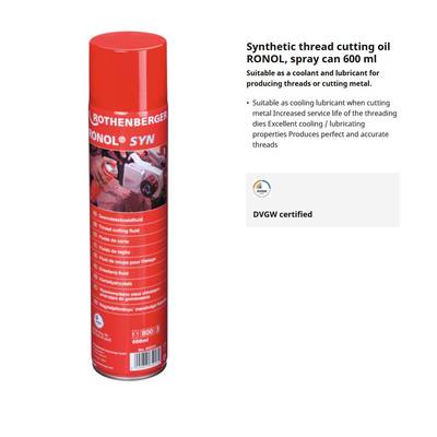 KIERTEYTYSÖLJY SPRAY 600ML SYNTEETTINEN ROTHENBERGER RONOL SYN KIERTEYTYSÖLJY SPRAY 600ML SYNTEETTINEN ROTHENBERGER RONOL SYN