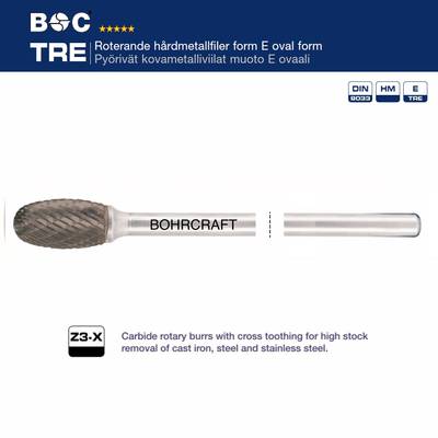 KOVAMETALLIVIILA 6MM - 10MM MUOTO E 170MM BOHRCRAFT TRE Z3-X