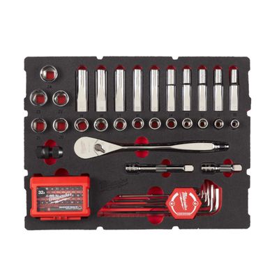 RÄIKKÄSARJA 1/2" 10-24MM 70-OS VAAHTOMUOVISSA MILWAUKEE PACKOUT RÄIKKÄSARJA 1/2" 10-24MM 70-OS VAAHTOMUOVISSA MILWAUKEE PACKOUT