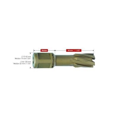 KEERNAPORA/REIKÄJYRSIN 12MM x 40MM WELDON 3/4" KOVAMETALLI KARNASCH HARD LINE KEERNAPORA/REIKÄJYRSIN 12MM x 40MM WELDON 3/4" KOVAMETALLI KARNASCH HARD LINE