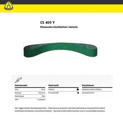 HIOMANAUHA 10MM x 330MM KARKEUS 40 ZIRKON KLINGSPOR CS 409 Y F4G