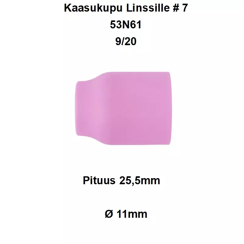 KAASUKUPU 9/20 LINSSI NO 7 LYHYT TIG-POLTIN KULUTUSOSA