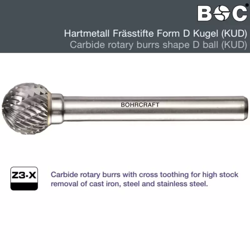 KOVAMETALLIVIILA 6MM - 12MM MUOTO D BOHRCRAFT KUD Z3-X