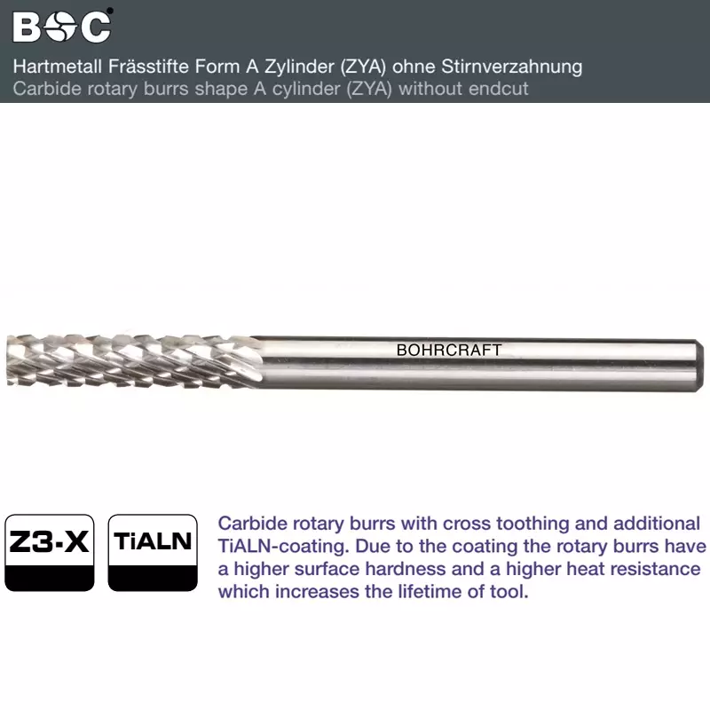 KOVAMETALLIVIILA 3MM - 6MM MUOTO A BOHRCRAFT ZYA Z3-X TiALN