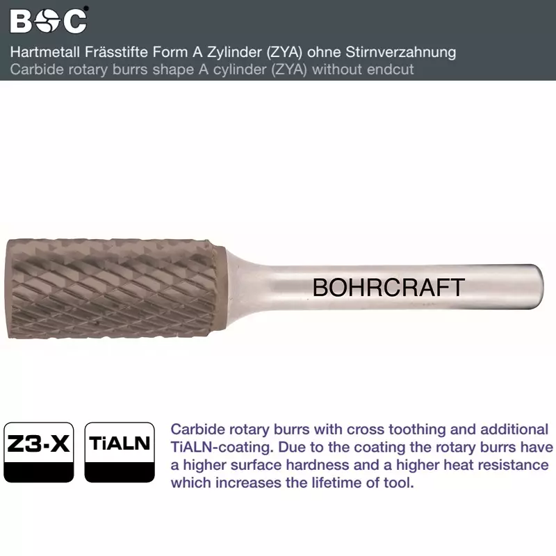 KOVAMETALLIVIILA 6MM - 16MM MUOTO A BOHRCRAFT ZYA Z3-X TiALN