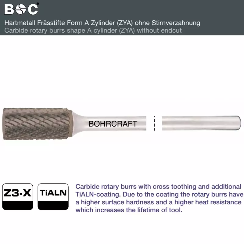 KOVAMETALLIVIILA 6MM - 12MM MUOTO A 175MM BOHRCRAFT ZYA Z3-X TiALN