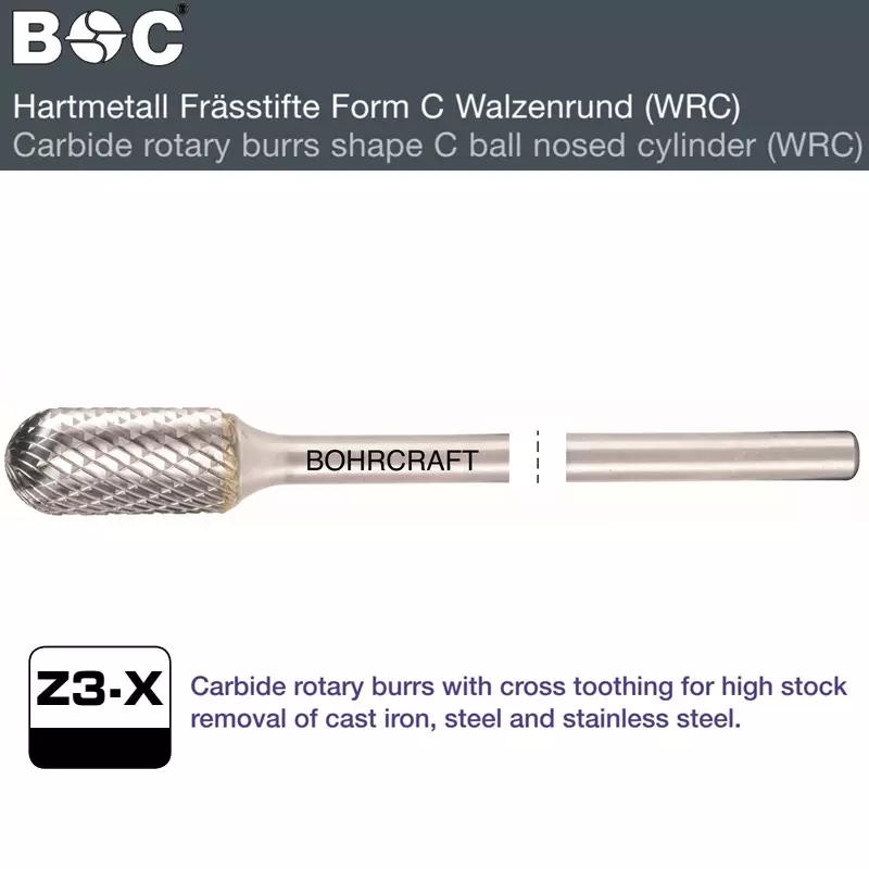 KOVAMETALLIVIILA 6MM - 8MM MUOTO C 170MM BOHRCRAFT WRC Z3-X