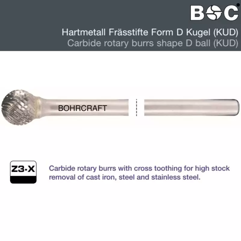 KOVAMETALLIVIILA 6MM - 12MM MUOTO D 175MM BOHRCRAFT KUD Z3-X